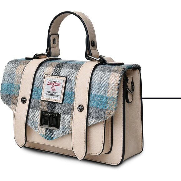 Harris Tweed Mini Satchel Woman's Islander Tartan Small Structured Bag - Picture 2 of 6